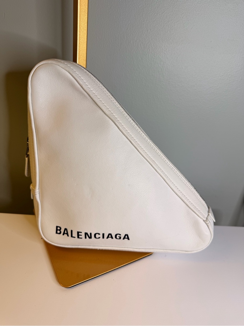 Balenciaga White Triangle Pouch